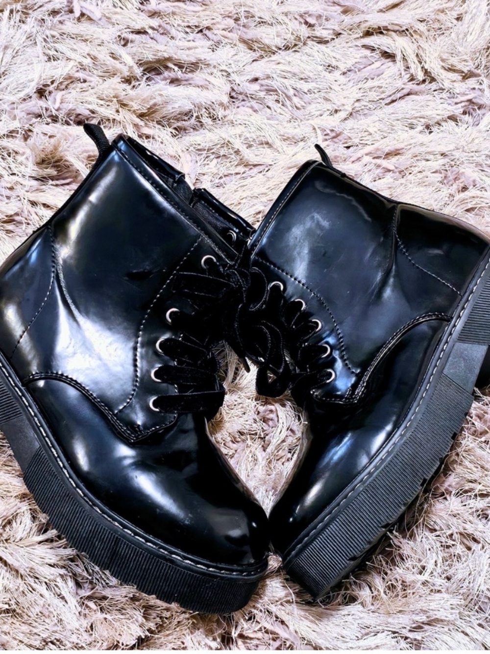 Unlisted Glossy Black Combat Boots